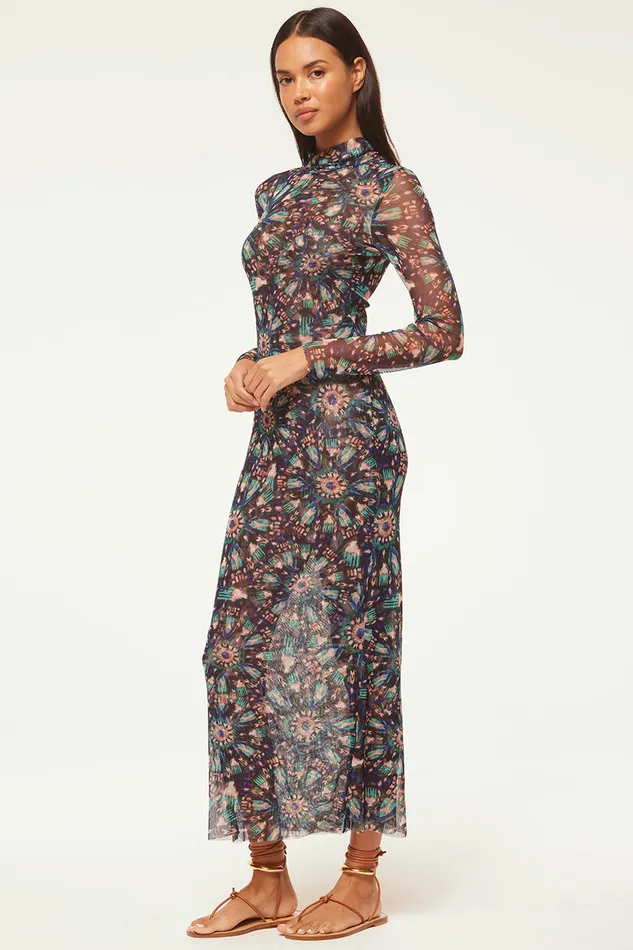 Misa Los Angeles Liv Dress Indigo Burst Women Jersey and Mesh