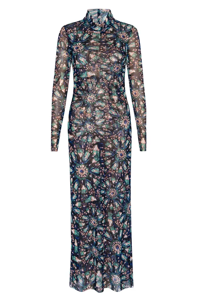 Misa Los Angeles Liv Dress Indigo Burst Women Jersey and Mesh