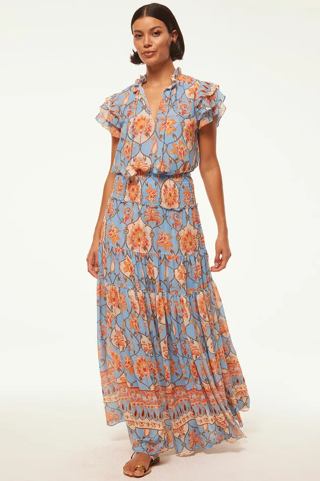 Misa Los Angeles Maria Top Caged Floral Women Tops