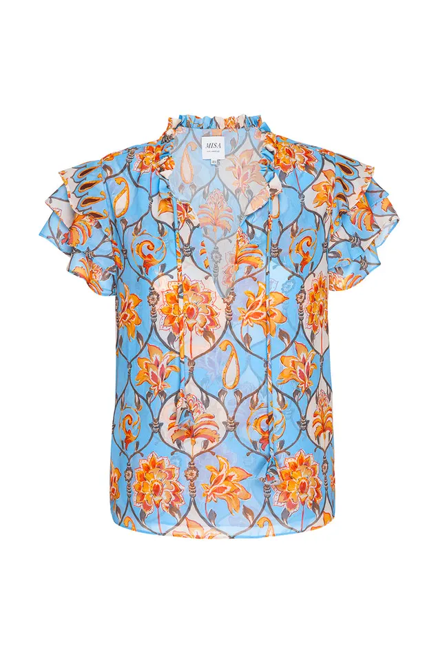 Misa Los Angeles Maria Top Caged Floral Women Tops