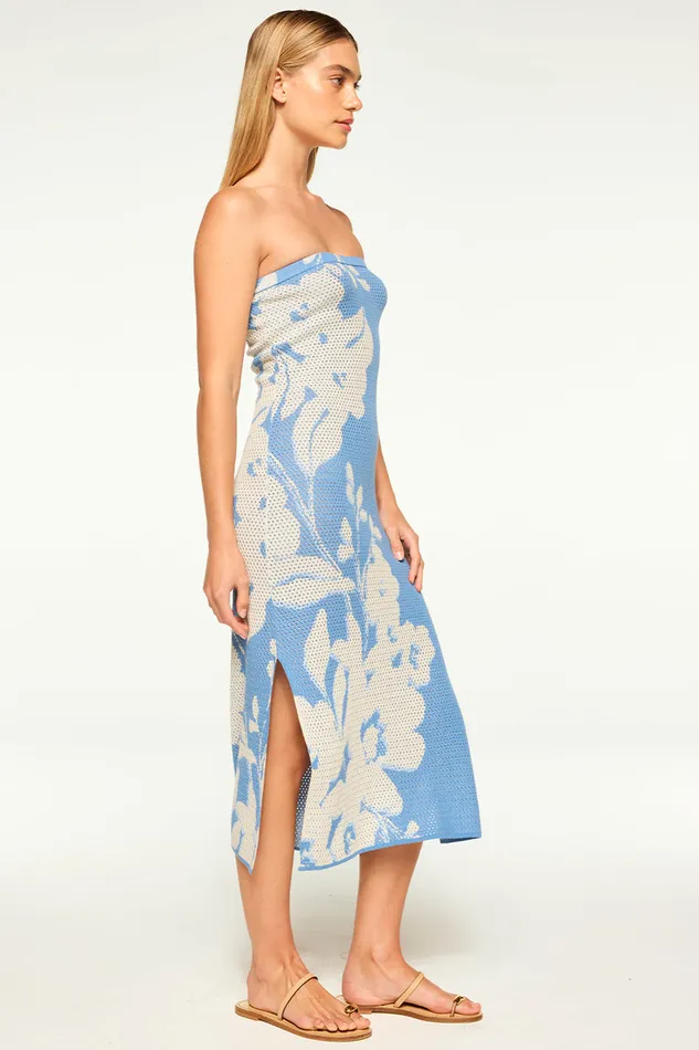 Misa Los Angeles Matti Dress Blue Hibiscus Flora Women Dresses