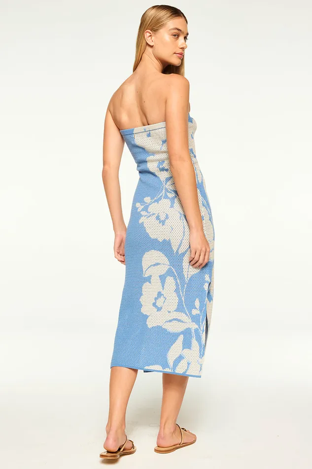 Misa Los Angeles Matti Dress Blue Hibiscus Flora Women Dresses