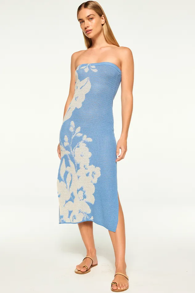 Misa Los Angeles Matti Dress Blue Hibiscus Flora Women Dresses
