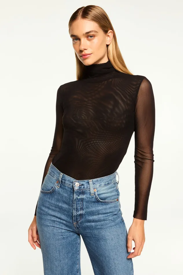 Misa Los Angeles Nadja Mesh Top Black Women Jersey and Mesh