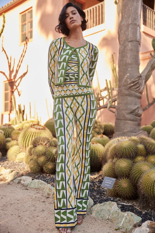 Misa Los Angeles Rialta Pant Limoncello Geo Jacquard Women Knits