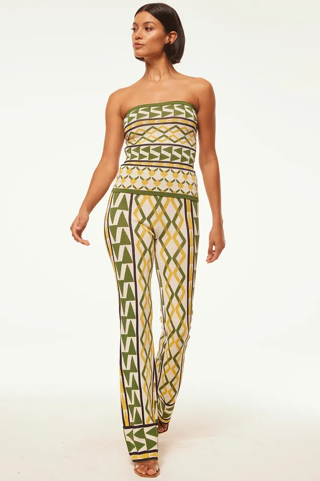 Misa Los Angeles Rialta Pant Limoncello Geo Jacquard Women Matching Sets
