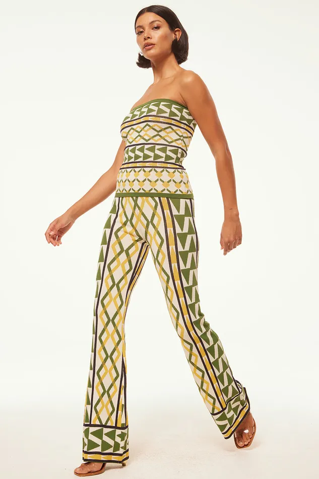 Misa Los Angeles Rialta Pant Limoncello Geo Jacquard Women Matching Sets