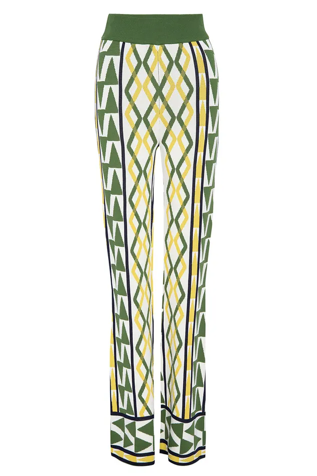 Misa Los Angeles Rialta Pant Limoncello Geo Jacquard Women Matching Sets