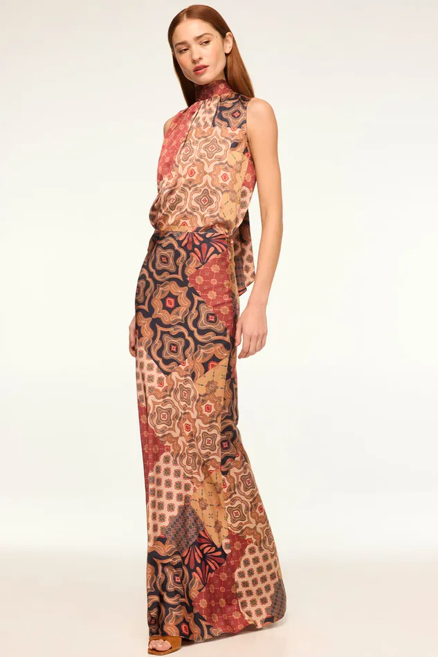 Misa Los Angeles Sierra Skirt Surreal Patchwork Satin Women Matching Sets