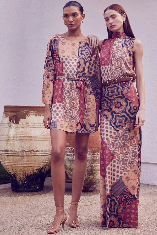 Misa Los Angeles Sierra Skirt Surreal Patchwork Satin Women Matching Sets