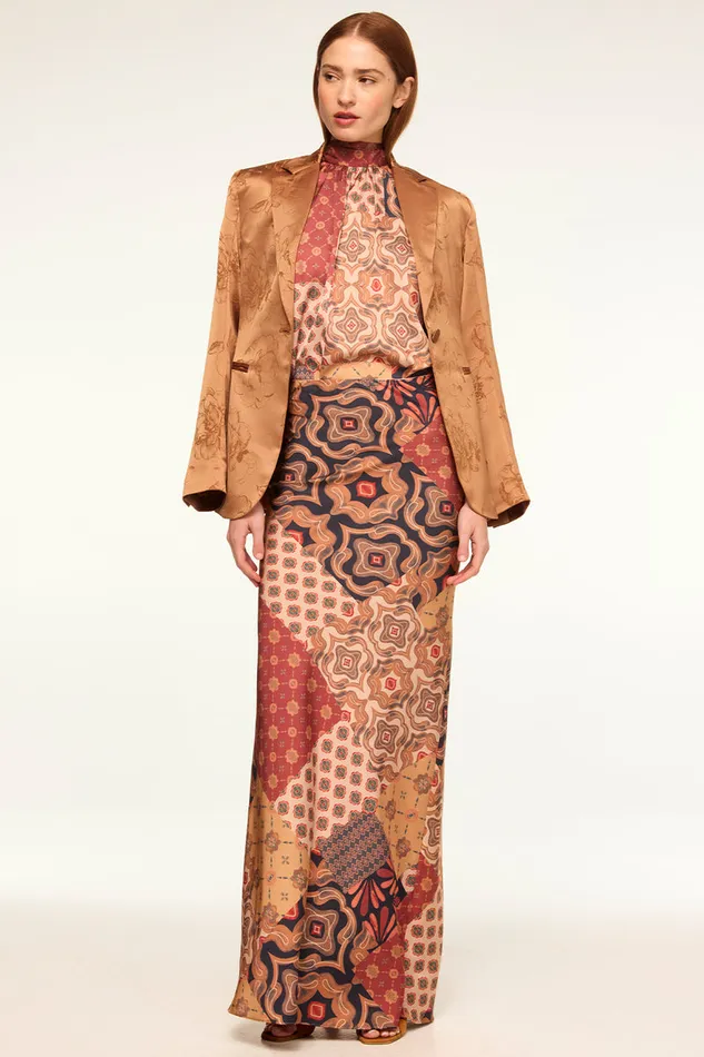 Misa Los Angeles Sierra Skirt Surreal Patchwork Satin Women Matching Sets