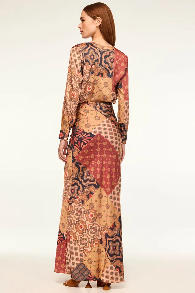 Misa Los Angeles Sierra Skirt Surreal Patchwork Satin Women Matching Sets