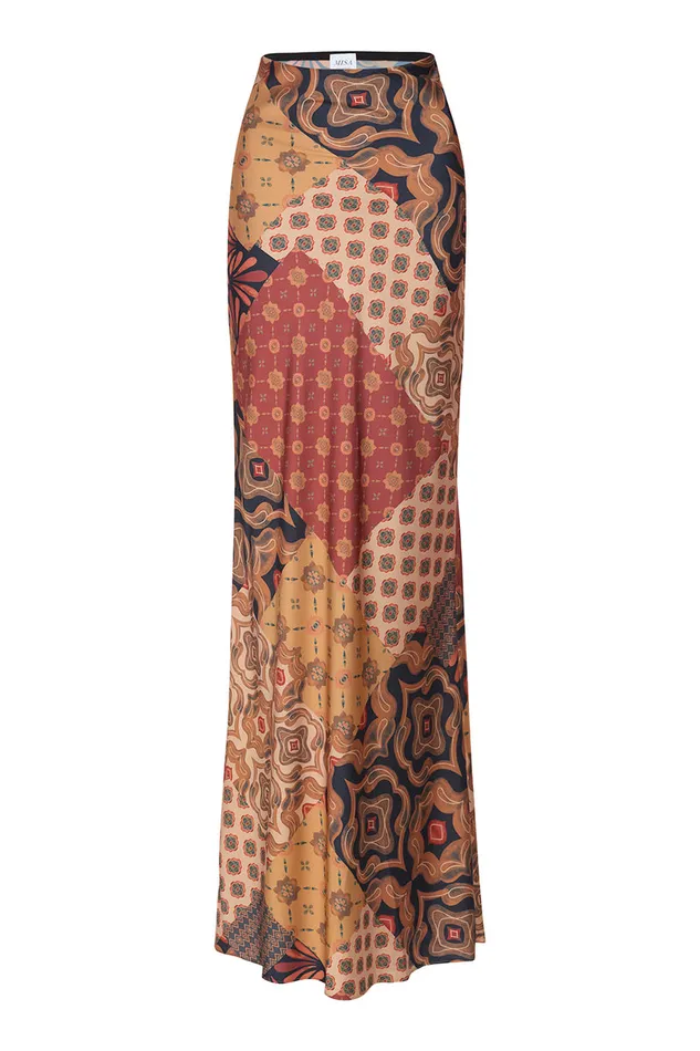 Misa Los Angeles Sierra Skirt Surreal Patchwork Satin Women Matching Sets