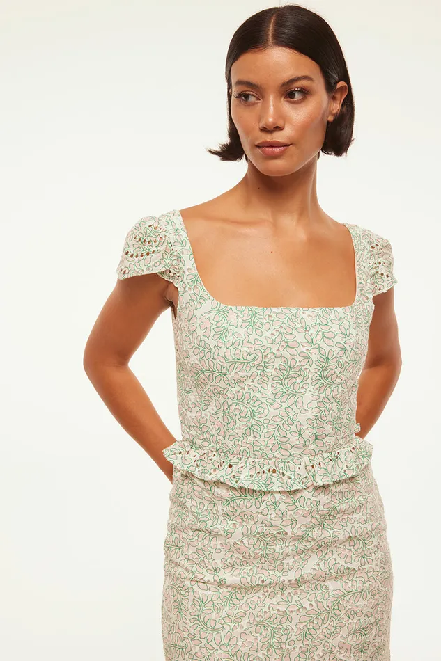 Misa Los Angeles Sora Top Dewdrop Eyelet Women Matching Sets