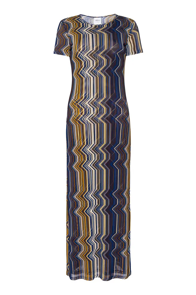 Misa Los Angeles Vanessa Dress La Banda Blue Mesh Women Jersey and Mesh