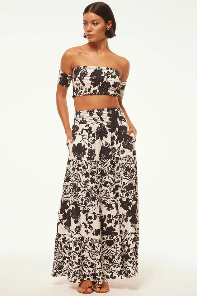 Misa Los Angeles Yelena Skirt Flora Negra Women Matching Sets