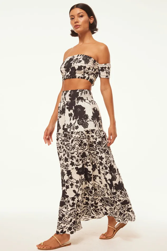 Misa Los Angeles Yelena Skirt Flora Negra Women Matching Sets