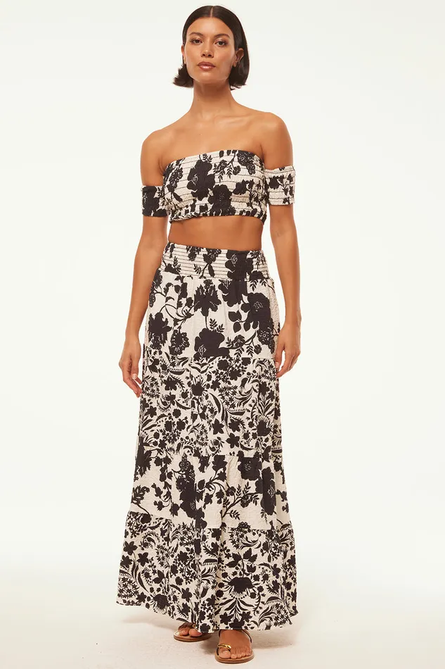 Misa Los Angeles Yelena Skirt Flora Negra Women Matching Sets