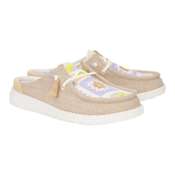 Mules Apparel heydude Wendy Slip Cottage Crochet Wood AshMulti