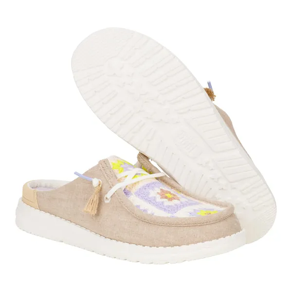 Mules Apparel heydude Wendy Slip Cottage Crochet Wood AshMulti