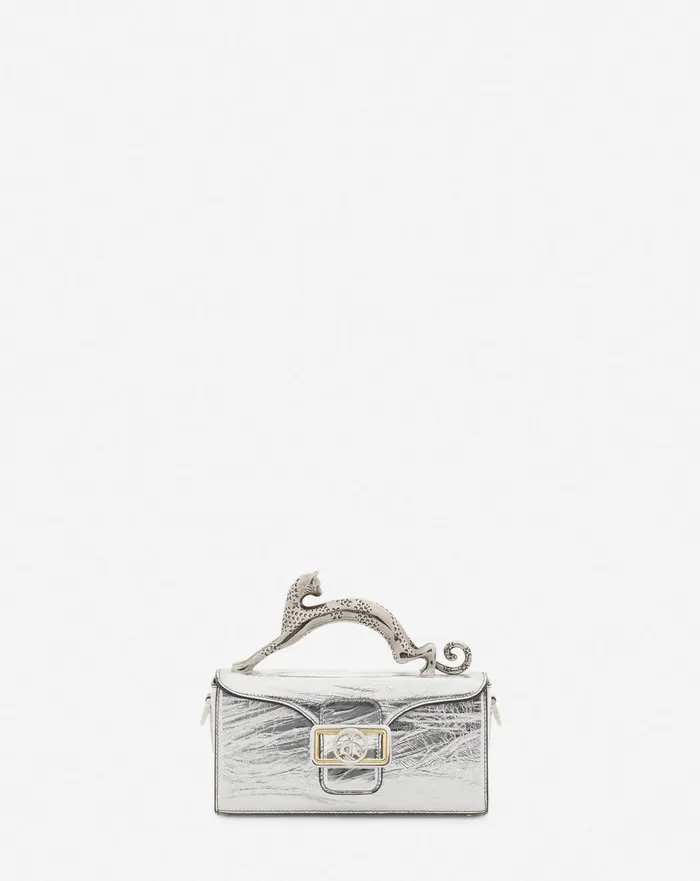 Nano Pencil Cat Bag In Metallic Leather Silver Women Lanvin Mini Bags and Clutches
