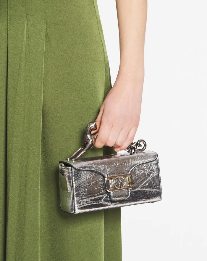 Nano Pencil Cat Bag In Metallic Leather Silver Women Lanvin Mini Bags and Clutches Nano Pencil Cat Bag In Metallic Leather Silver Women Lanvin Mini Bags and Clutches