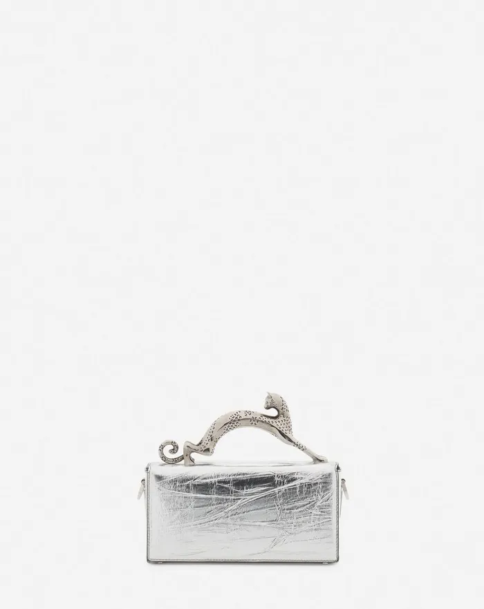 Nano Pencil Cat Bag In Metallic Leather Silver Women Lanvin Mini Bags and Clutches Nano Pencil Cat Bag In Metallic Leather Silver Women Lanvin Mini Bags and Clutches
