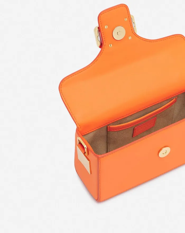 Nano Pencil Cat Leather And Rhinestone Bag Bright Orange Women Lanvin Mini Bags and Clutches