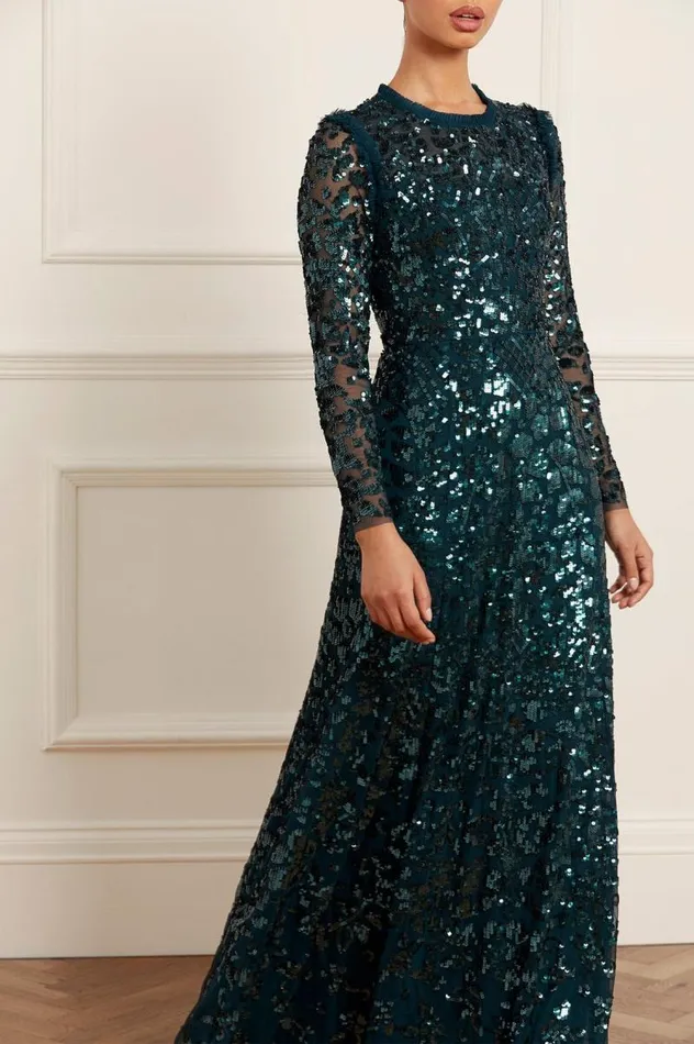 Needle and Thread Dresses Aurelia Long Sleeve Gown Green 8211 Women