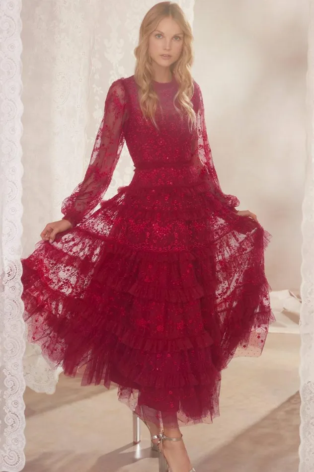 Needle and Thread Dresses Blossom Lace Ankle Gown Red 8211 Women