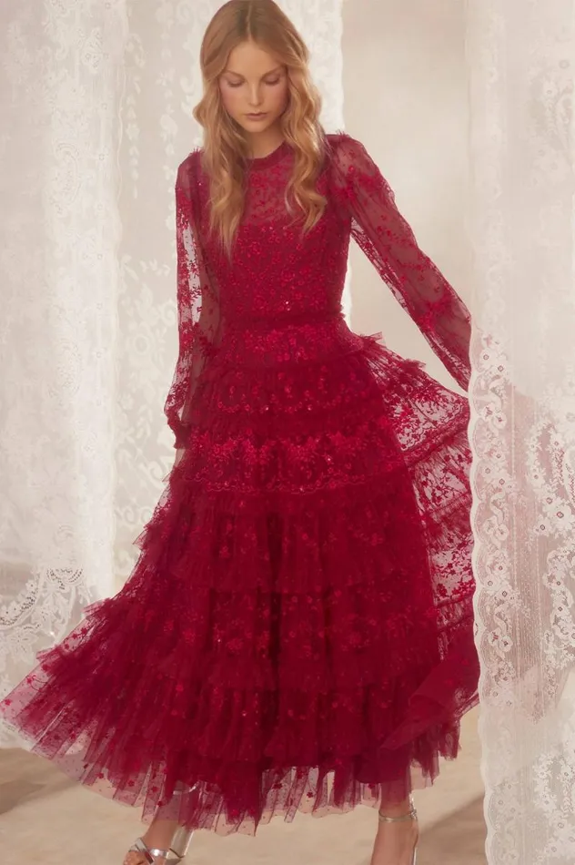 Needle and Thread Dresses Blossom Lace Ankle Gown Red 8211 Women