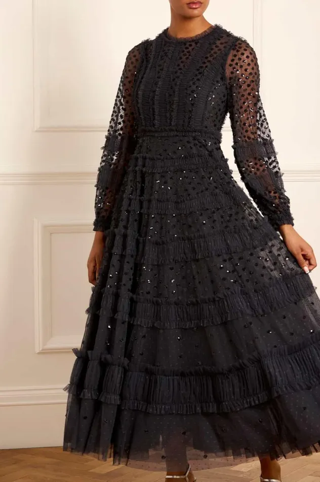 Needle and Thread Dresses Dot Shimmer Ankle Gown Black 8211 Women