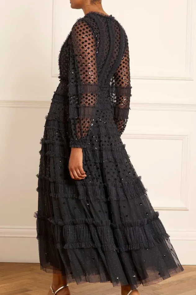 Needle and Thread Dresses Dot Shimmer Ankle Gown Black 8211 Women