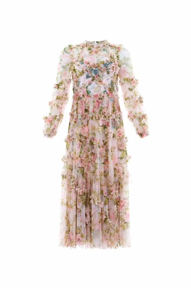 Needle and Thread Dresses English Rose Diamond Ruffle Ballerina Dress Pink 8211 Women