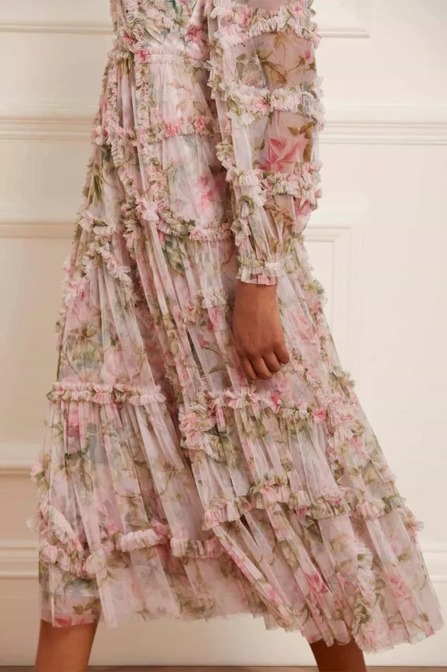 Needle and Thread Dresses English Rose Diamond Ruffle Ballerina Dress Pink 8211 Women