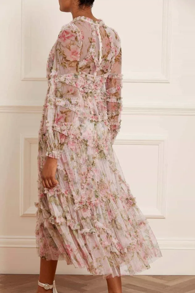 Needle and Thread Dresses English Rose Diamond Ruffle Ballerina Dress Pink 8211 Women