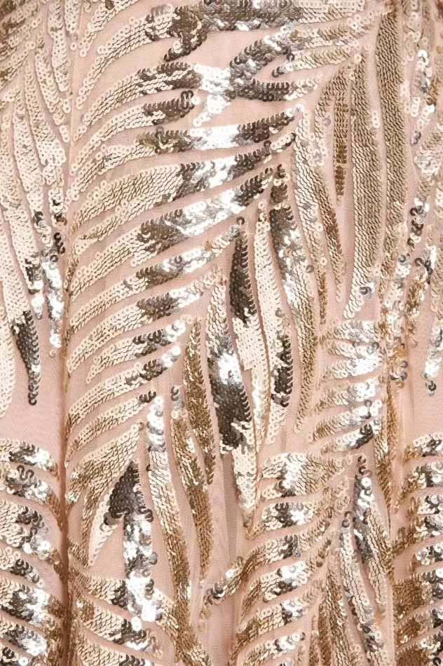 Needle and Thread Dresses Feather Sequin OneShoulder Ankle Gown Beige 8211 Women