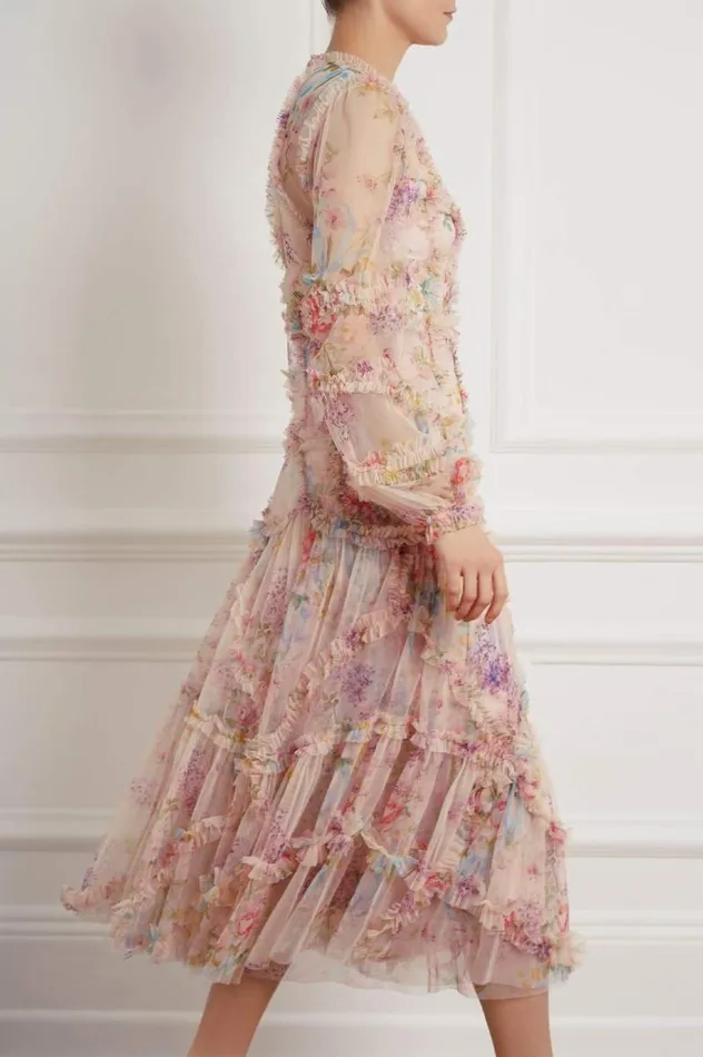 Needle and Thread Dresses Floral Diamond Ruffle Ballerina Dress Multi 8211 Women