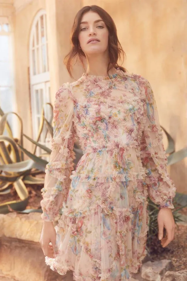 Needle and Thread Dresses Floral Diamond Ruffle Dress Multi 8211 Women