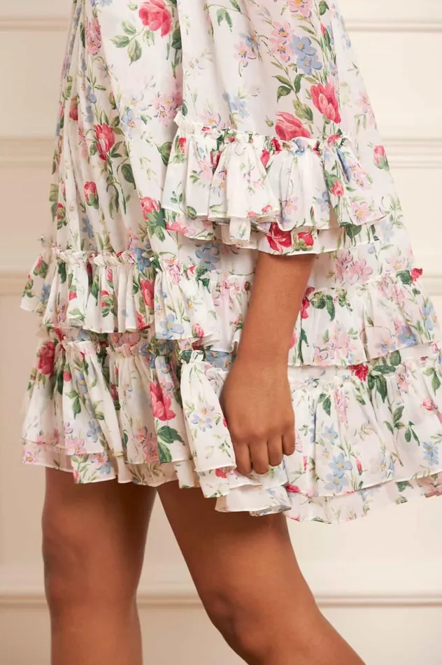 Needle and Thread Dresses Floral Fantasy Chiffon OffShoulder Micro Mini Dress Multi 8211 Women