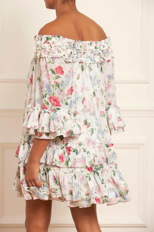 Needle and Thread Dresses Floral Fantasy Chiffon OffShoulder Micro Mini Dress Multi 8211 Women