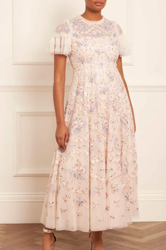 Needle and Thread Dresses Floral Waltz Ankle Gown Champagne 8211 Women