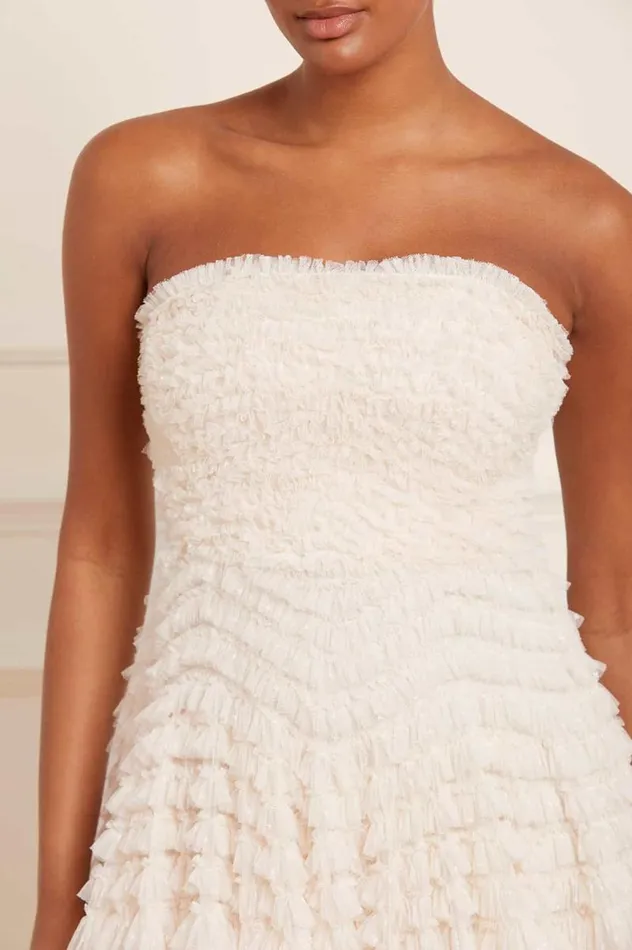 Needle and Thread Dresses Hattie Ruffle Strapless Ankle Gown Champagne 8211 Women
