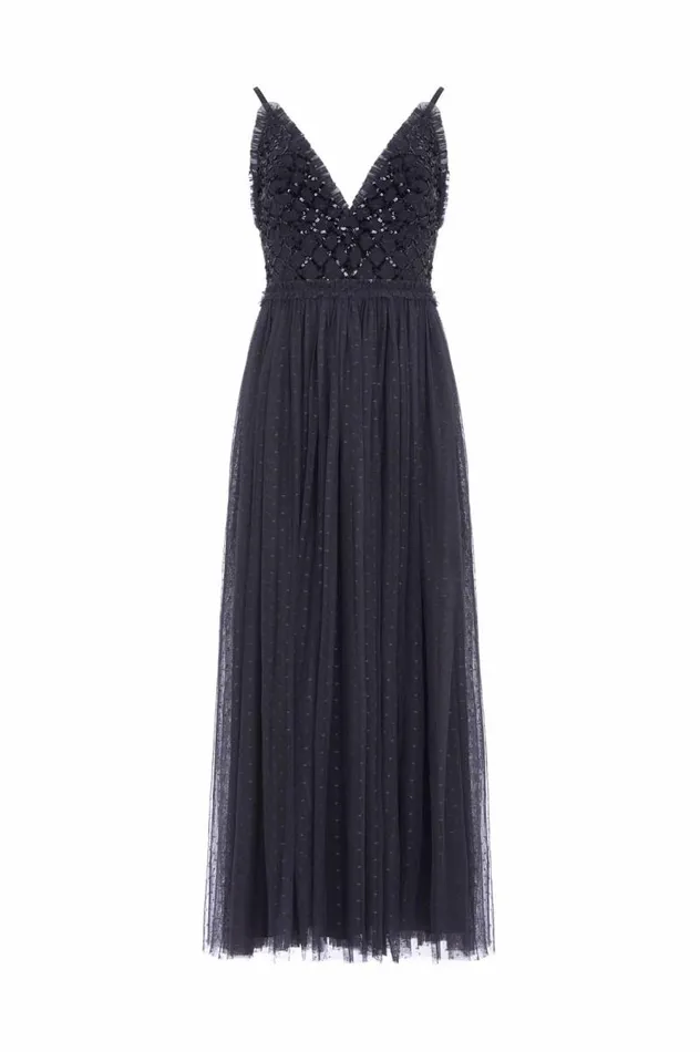 Needle and Thread Dresses Heart Lattice Bodice Cami Ankle Gown Black 8211 Women