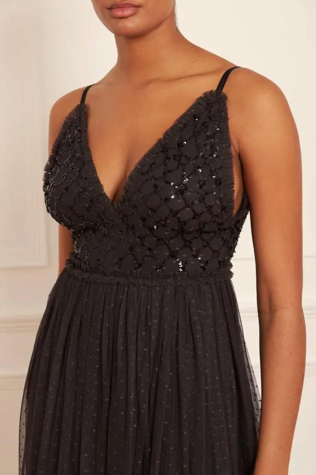 Needle and Thread Dresses Heart Lattice Bodice Cami Ankle Gown Black 8211 Women