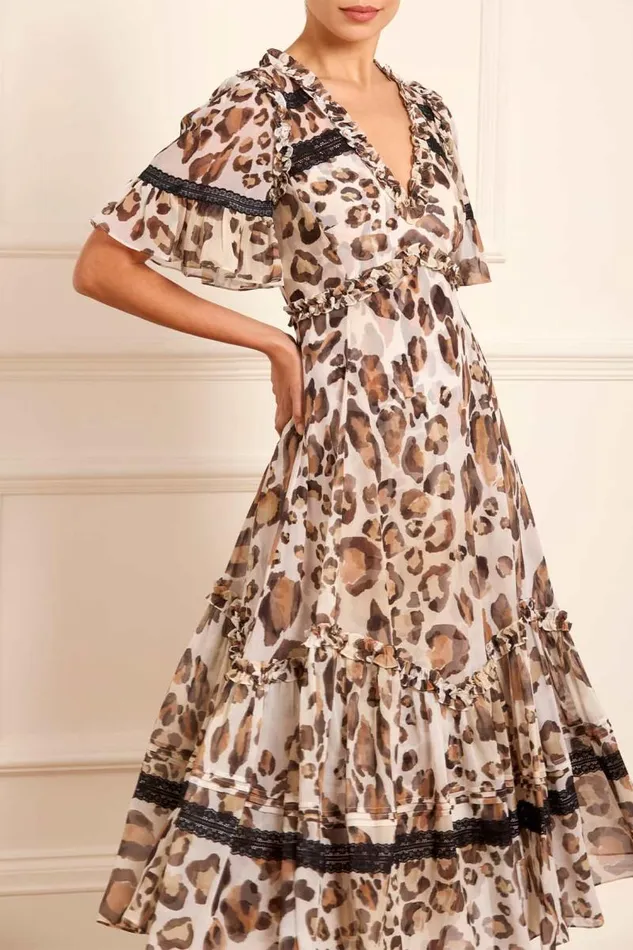 Needle and Thread Dresses Leopard Sonata Georgette Ballerina Dress Multi 8211 Women