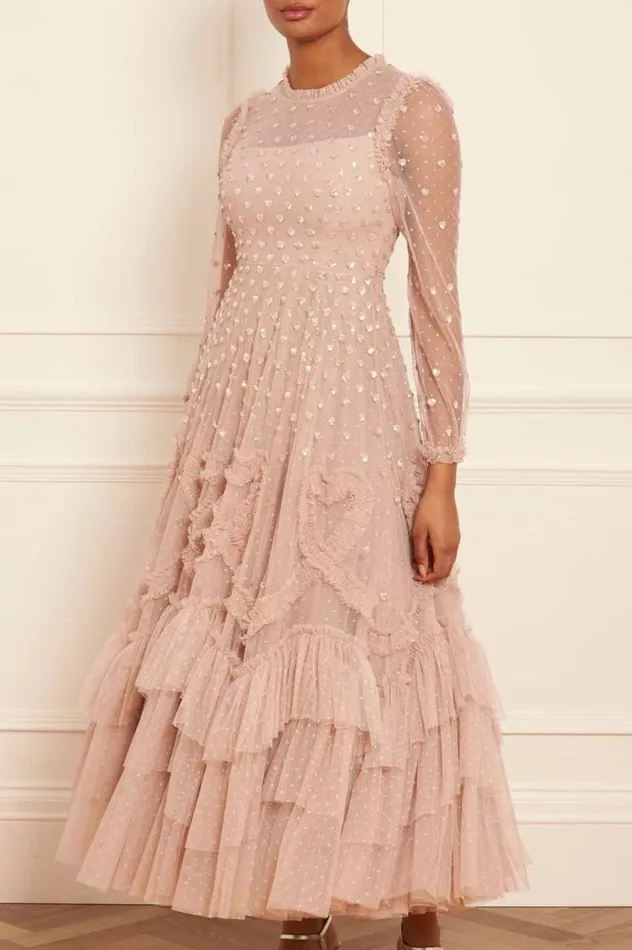 Needle and Thread Dresses Love Letter Round Neck Ankle Gown Beige 8211 Women