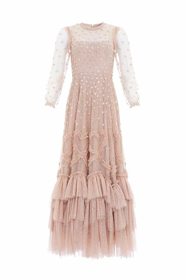 Needle and Thread Dresses Love Letter Round Neck Ankle Gown Beige 8211 Women