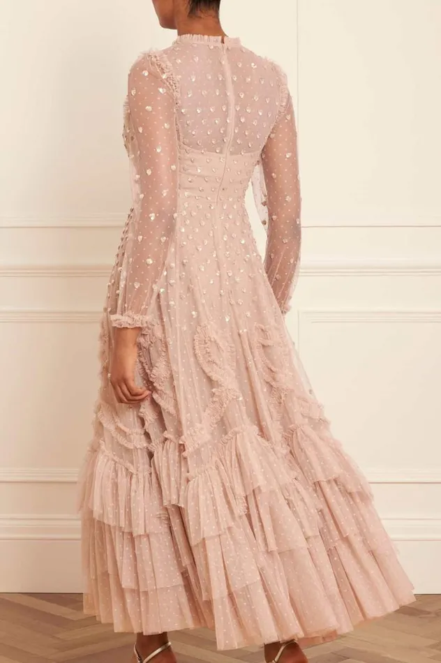 Needle and Thread Dresses Love Letter Round Neck Ankle Gown Beige 8211 Women