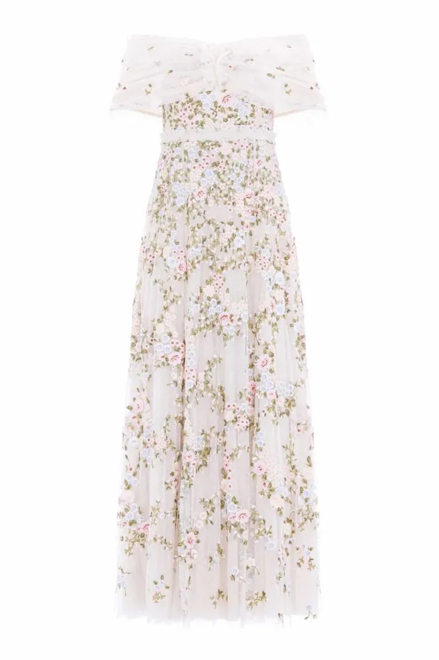 Needle and Thread Dresses Lunaria Wreath OffShoulder Gown Champagne 8211 Women